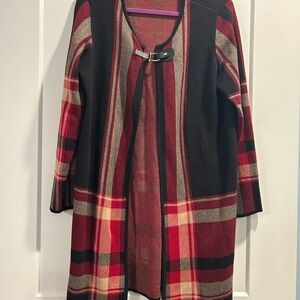 Anne Klein Red and Black Knit Cardigan
